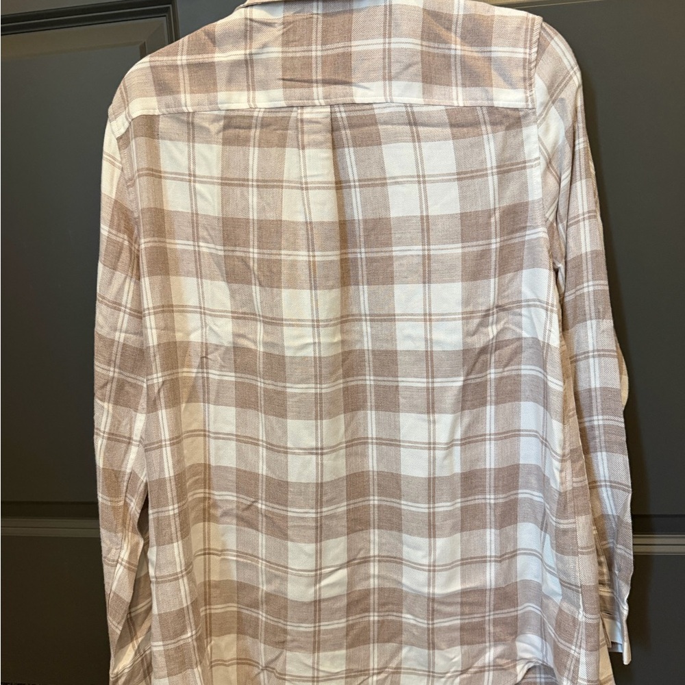 Banana Republic Beige and White Plaid Button-Down Shirt - Picture 2 of 2